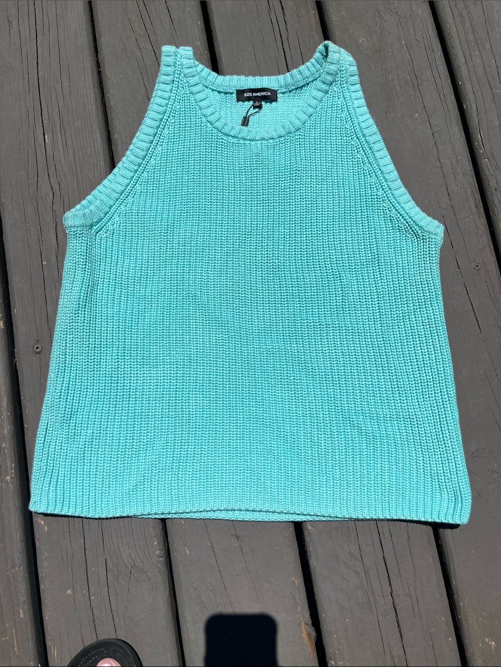 Turquoise Knit Tank Top - Sleeveless Summer Knit